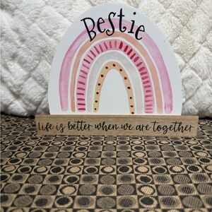 Hobby Lobby Pink Bestie with Pink Rainbow Wooden Decor